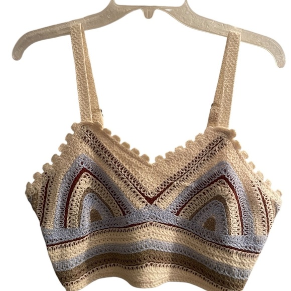 Rebellion Boho knitted Crochet Bralette top coastal cowgirl vibes size Medium - Picture 3 of 8